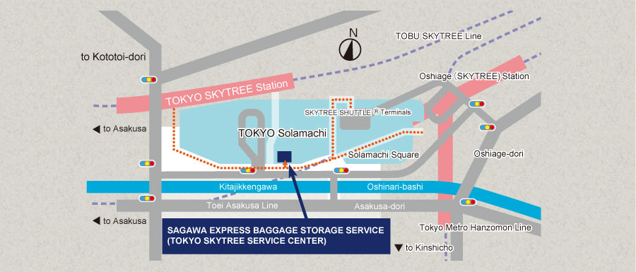 Area map of Sagawa Express Temporary Baggage Storage Service Center (TOKYO SKYTREE SERVICE CENTER)