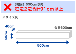 ×3辺合計600cm以内・短辺2辺合計90cm以上