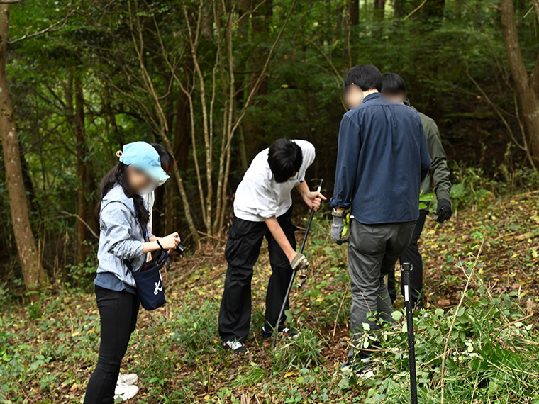植えた場所に目印の棒を立てます