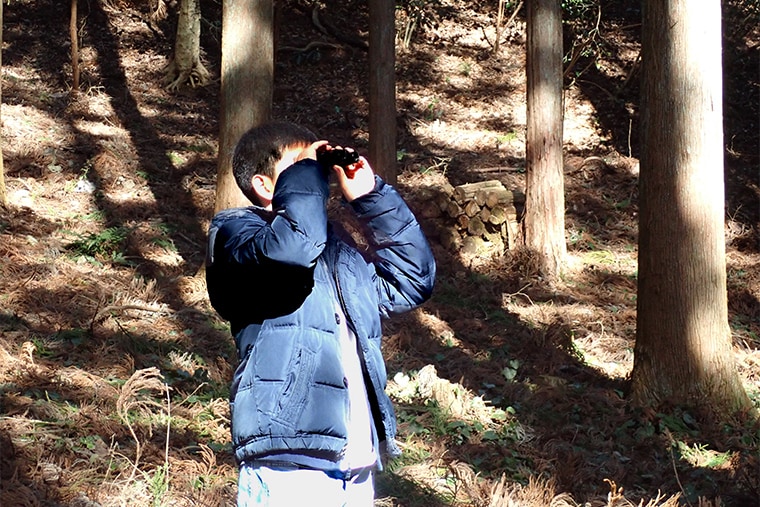 鳥の鳴き声が聞こえると、双眼鏡やカメラを構えてじっくり観察しました