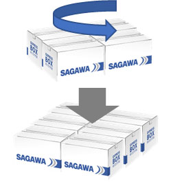 ジェンガのように向きを変えて重ねると、崩れにくい