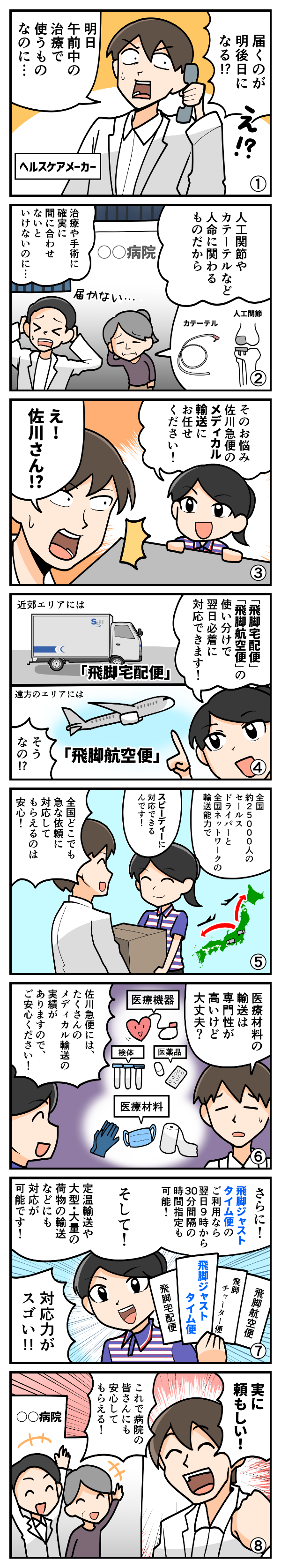 飛脚航空便の活用でスピーディーに医療材料を輸送！